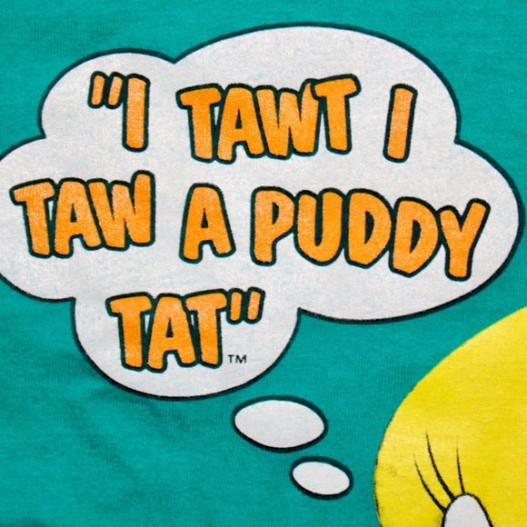 Bird Saying I Thought I Taw A Puddy Tat Warner Bros. | Shirts | Vintage Tweety Bird 993 I That I Taw A Puddy